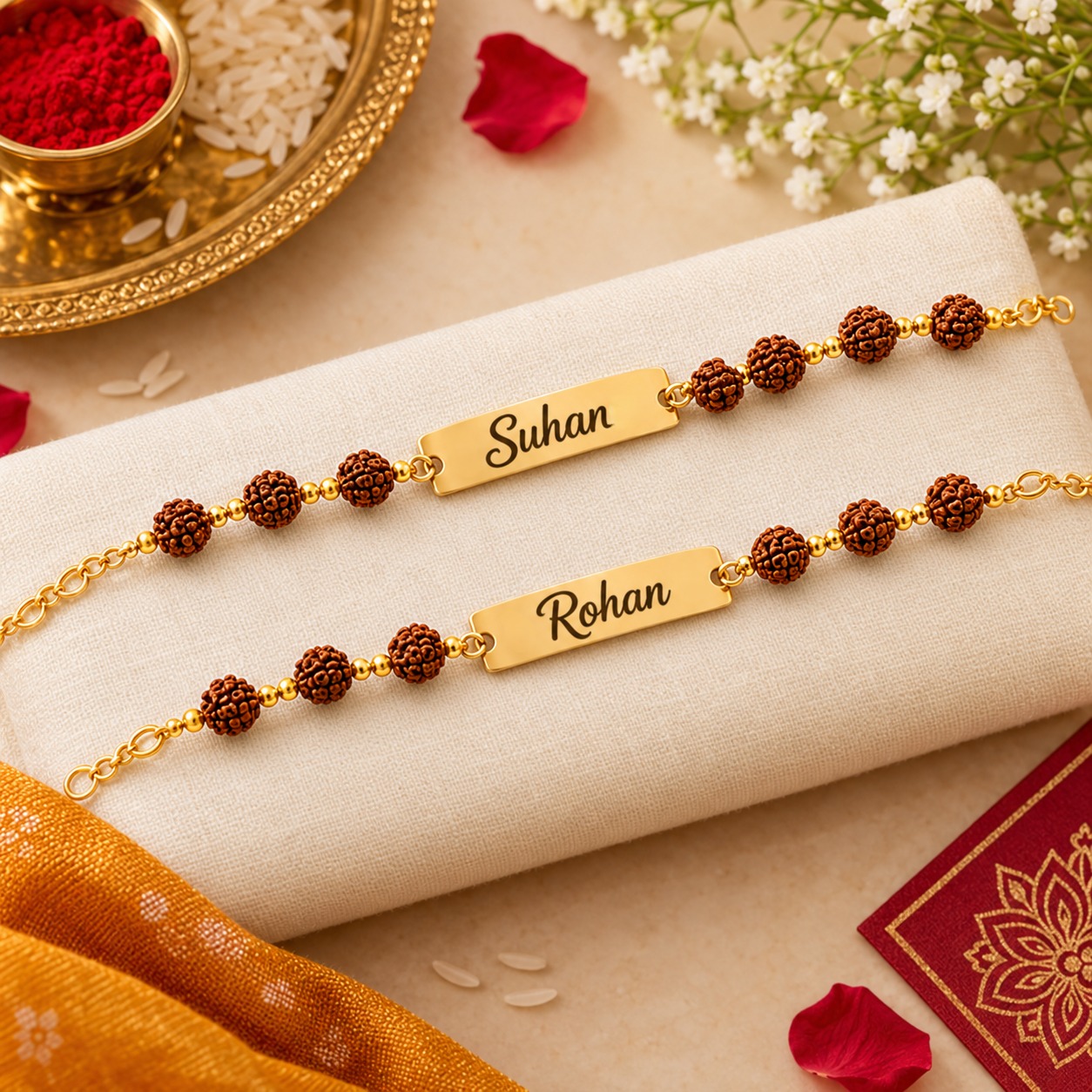RR1 Personalized Rudraksha Rakhi Bracelet